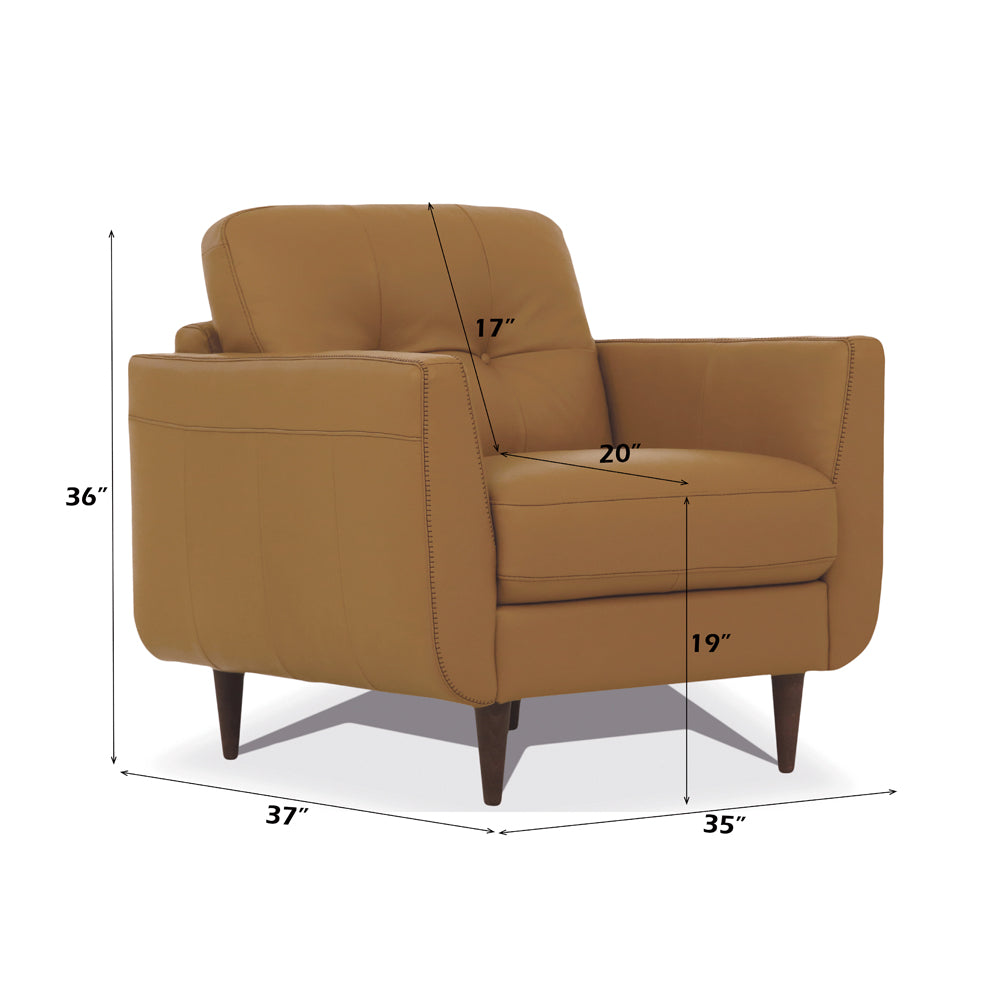 Radwan Chair in Camel Top Grain Leather - dimensions