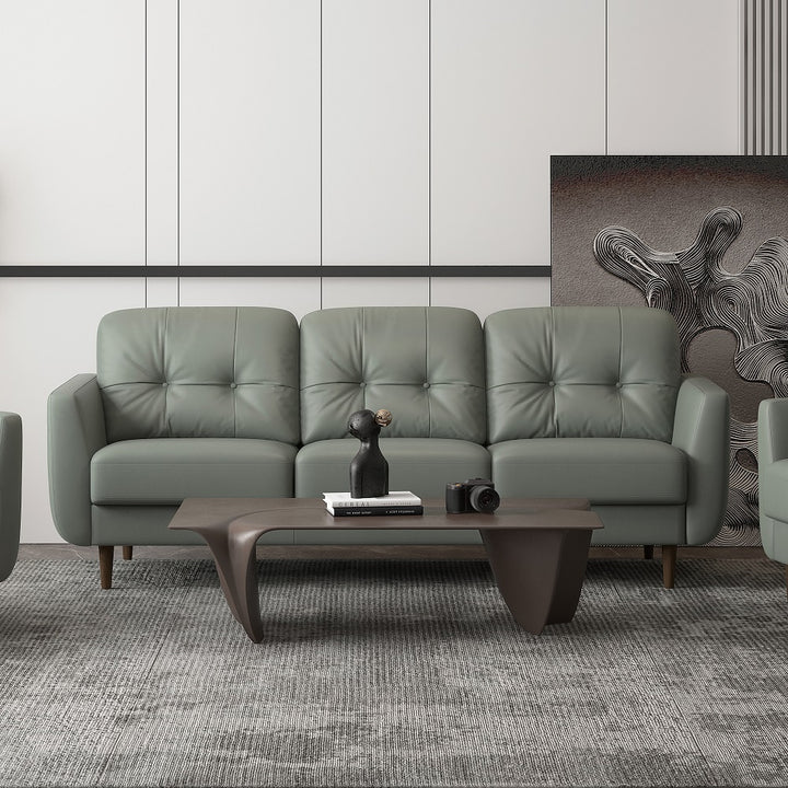 Radwan Sofa in Pesto Green Top Grain Leather