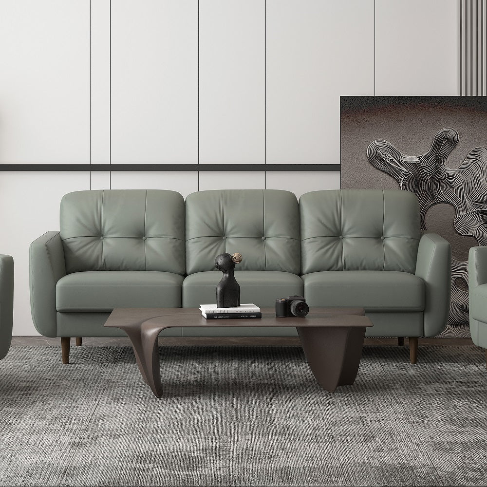 Radwan Sofa in Pesto Green Top Grain Leather