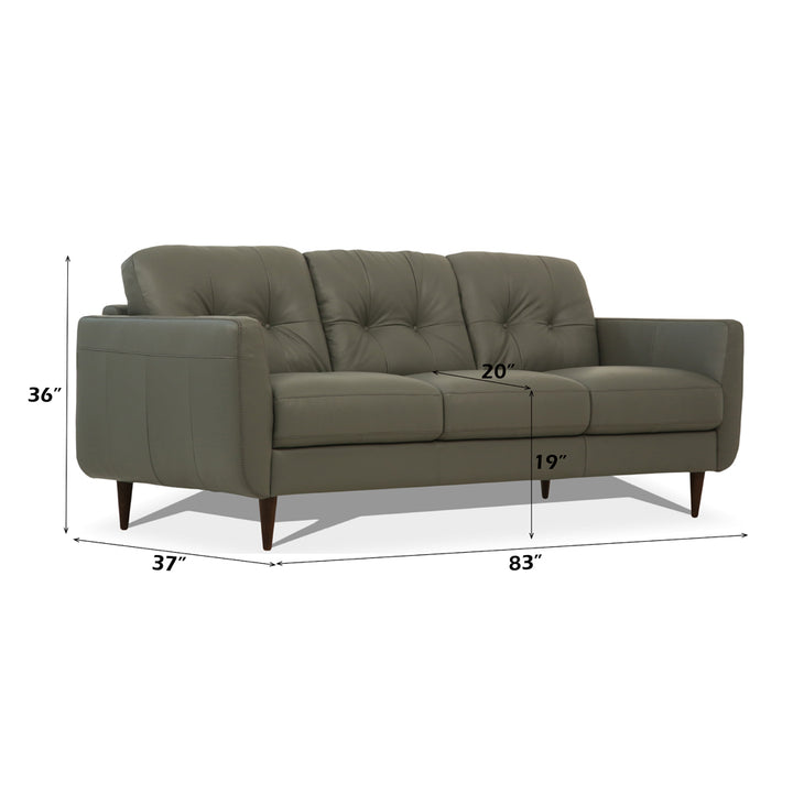 Radwan Sofa in Pesto Green Top Grain Leather - dimensions