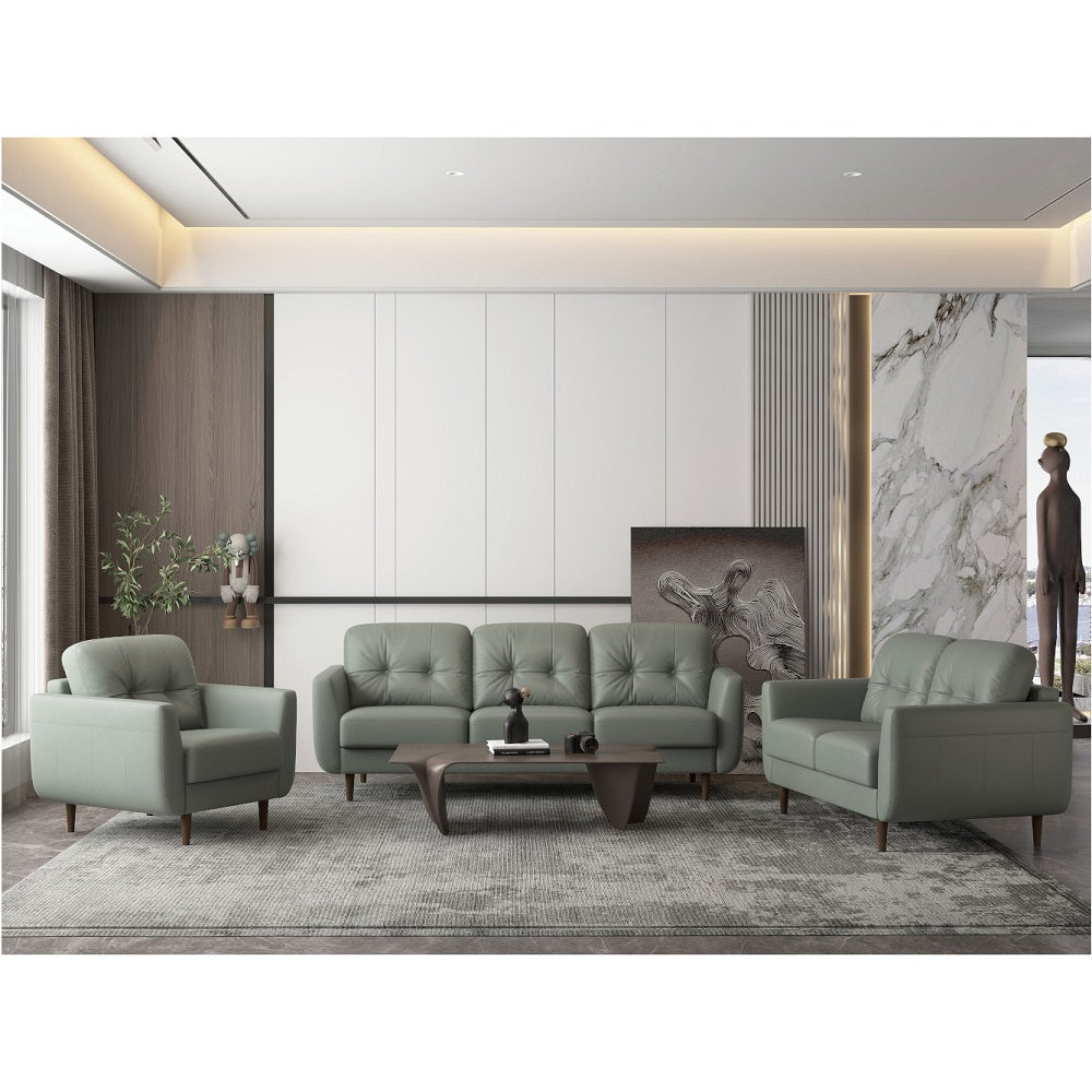 Radwan Sofa in Pesto Green Top Grain Leather - lifestyle