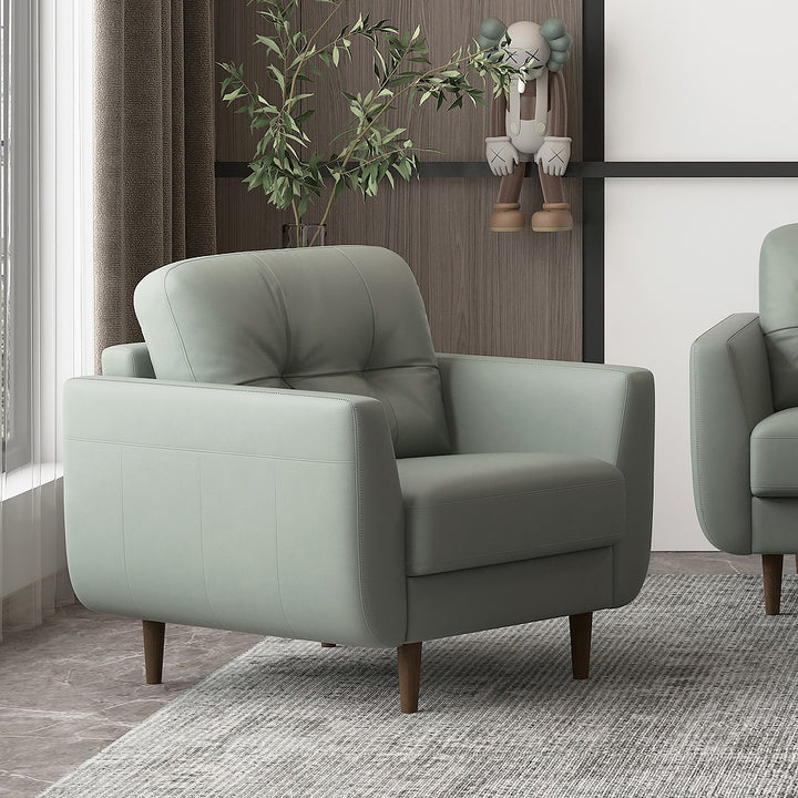 Radwan Chair in Pesto Green Top Grain Leather