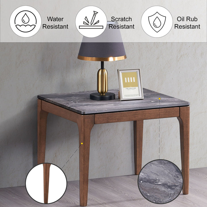 Bevis - Engineered Stone Top End Table - Black