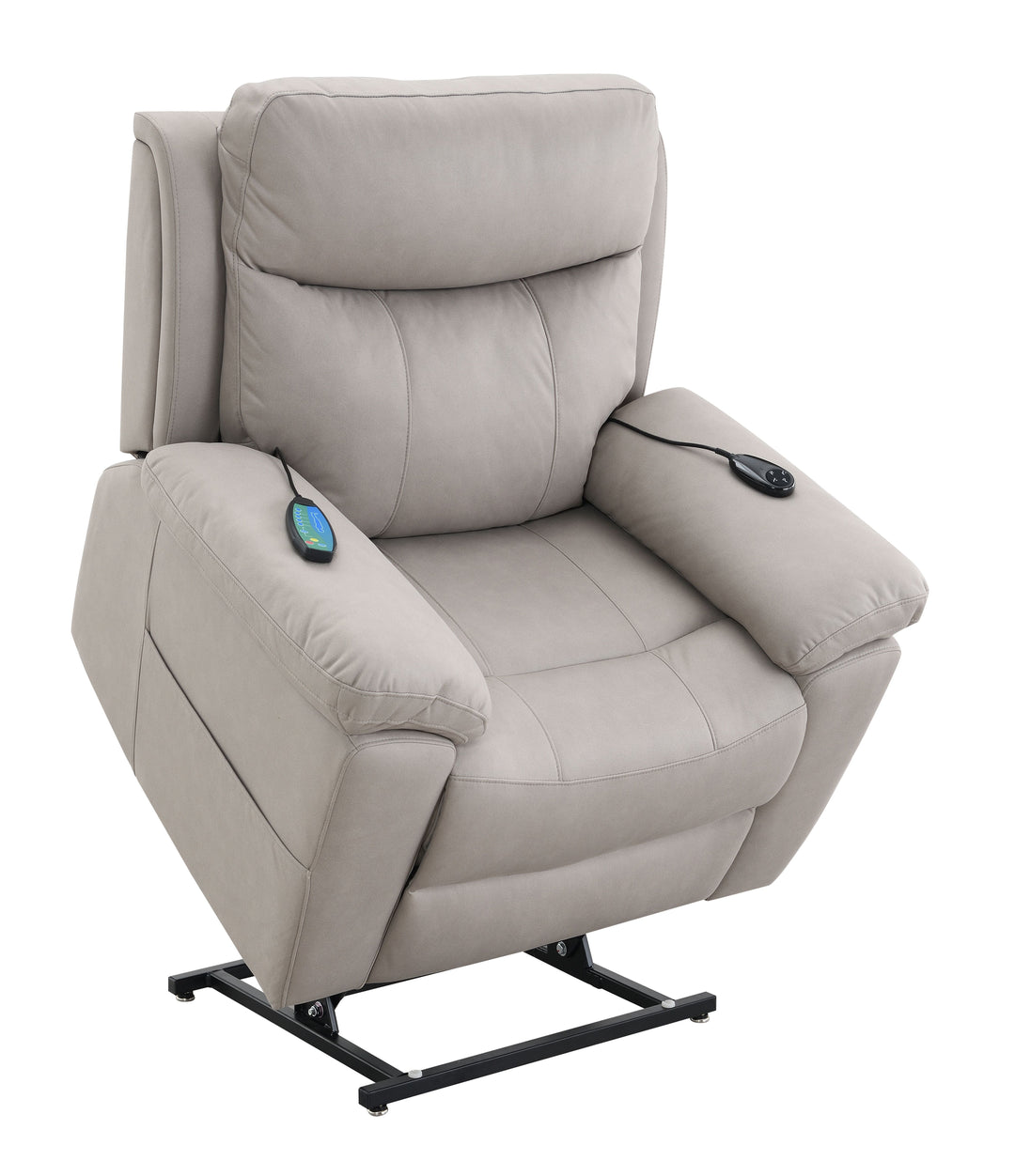Chriki - Polished Microfiber Power Motion Recliner With Lift Heating Massage Chair - Light Gray
