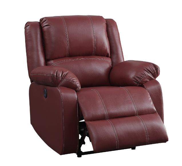 Zuriel - Power Motion Recliner With USB - Red Synthetic Leather