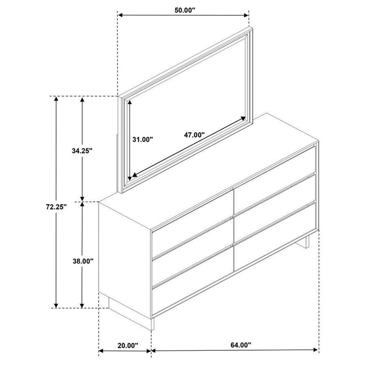 Glenwood - 6-Drawer Dresser And Mirror - Warm Brown