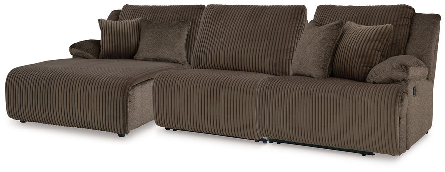 Top Tier - 3-Piece Reclining Sectional With Laf Press Back Chaise - Chocolate by Ashley Furniture product image