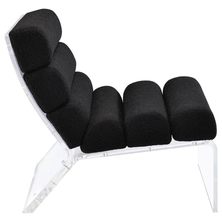 Serreta - Boucle Upholstered Armless Acrylic Chair - Black