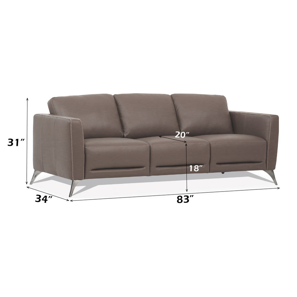 Malaga Sofa in Taupe Top Grain Leather - dimensions