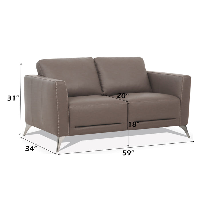 Malaga Loveseat in Taupe Top Grain Leather - dimensions