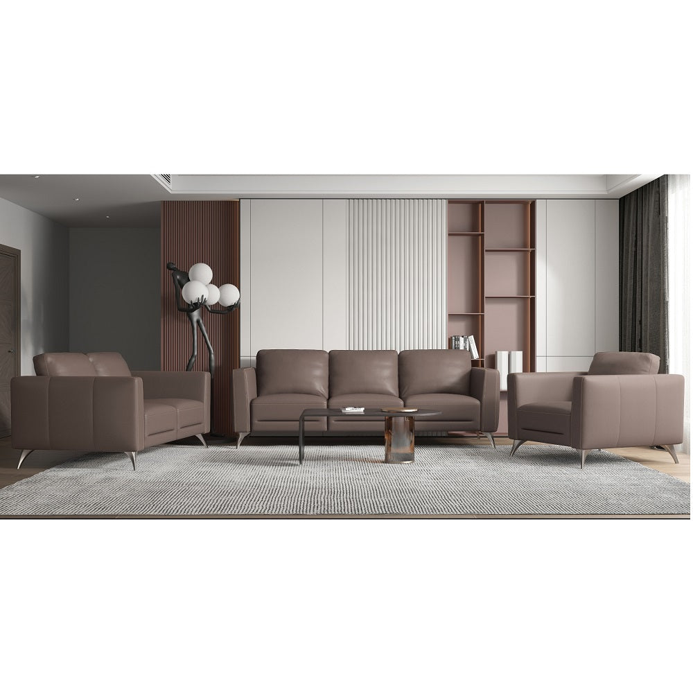 Malaga Loveseat in Taupe Top Grain Leather - lifestyle