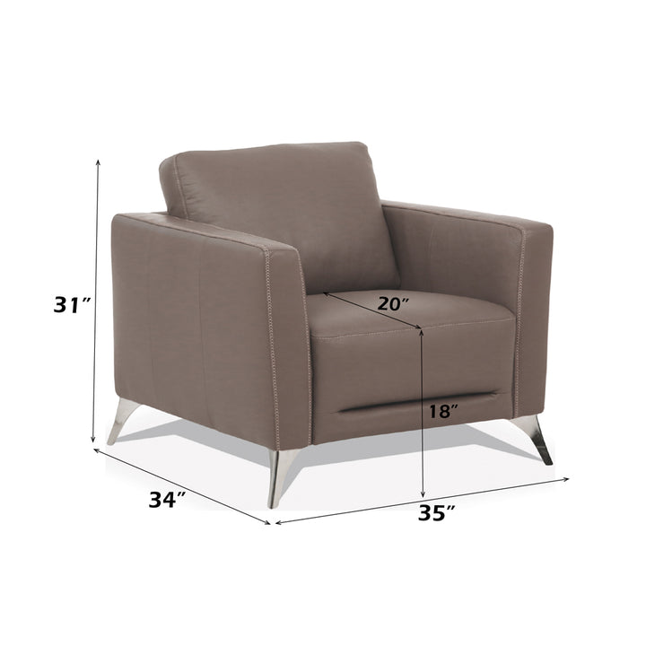 Malaga Chair in Taupe Top Grain Leather - dimensions