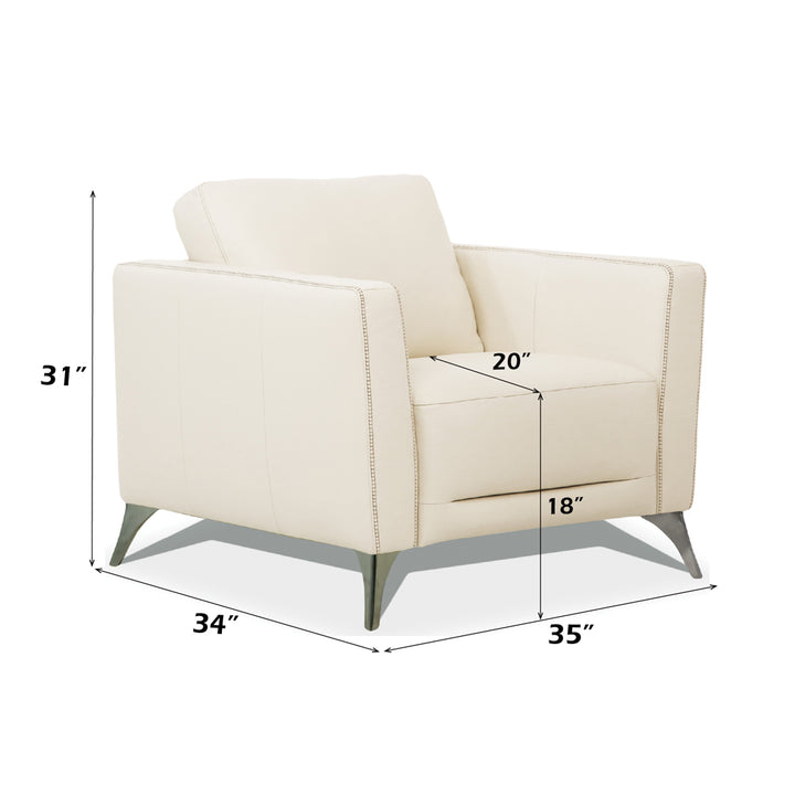 Malaga Chair in Cream Top Grain Leather - dimensions