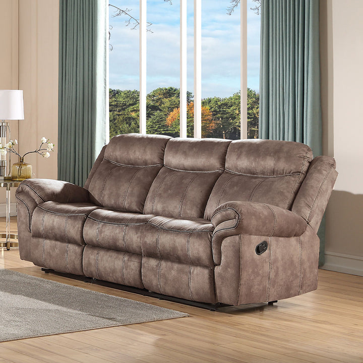Zubaida Motion Sofa &amp; Console with USB in Two Tone Chocolate Velvet