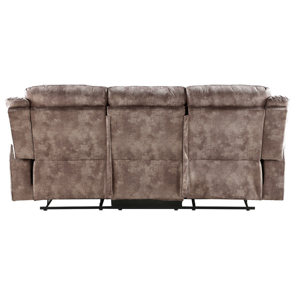 Zubaida Motion Sofa & Console with USB in Two Tone Chocolate Velvet