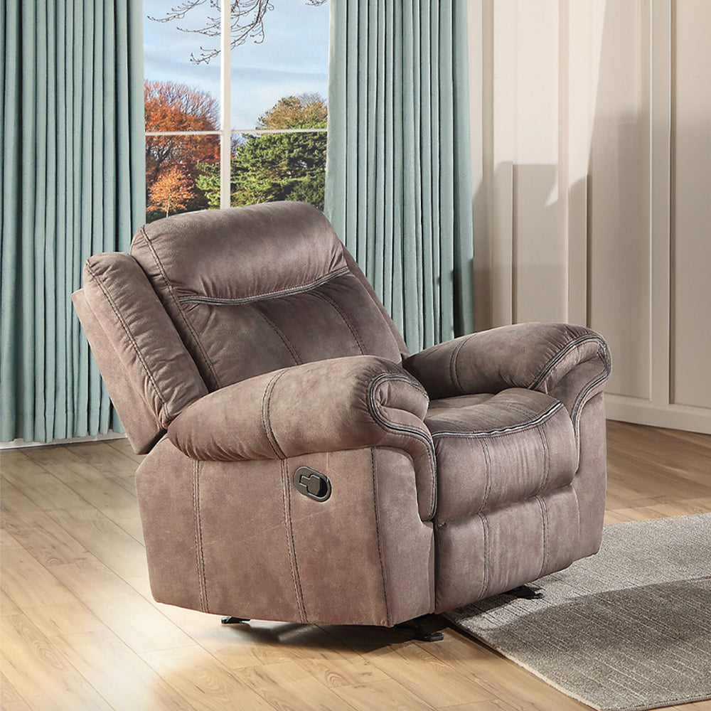 Zubaida Motion Glider Recliner in Two Tone Chocolate Velvet