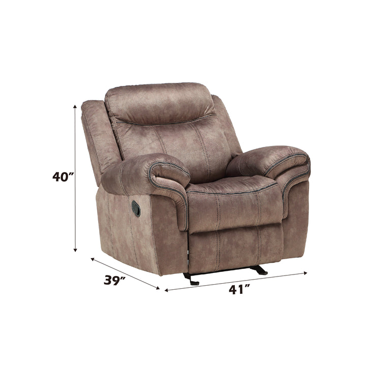 Zubaida Motion Glider Recliner in Two Tone Chocolate Velvet - dimensions