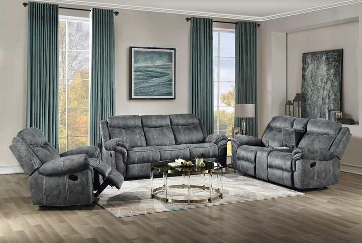 Zubaida Motion Glider Recliner in Two Tone Gray Velvet
