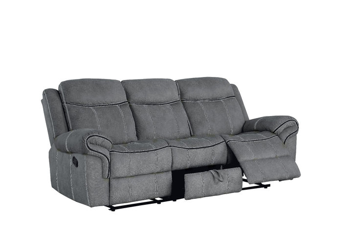Zubaida Motion Sofa &amp; Console with USB in Two Tone Gray Velvet