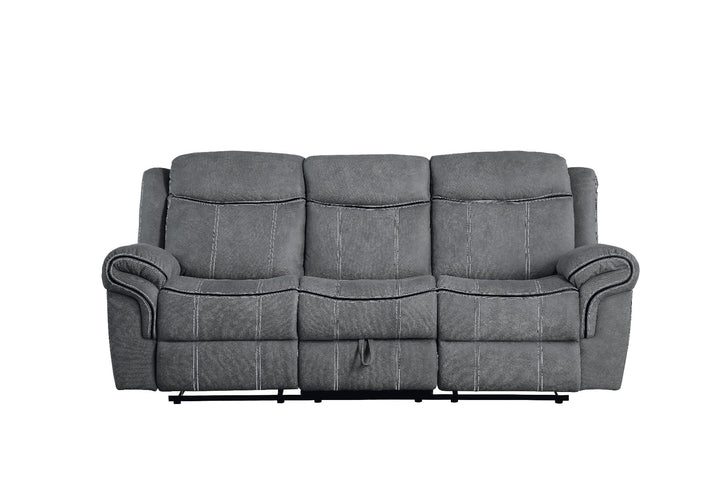 Zubaida Motion Sofa &amp; Console with USB in Two Tone Gray Velvet