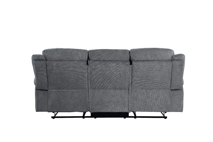 Zubaida Motion Sofa &amp; Console with USB in Two Tone Gray Velvet