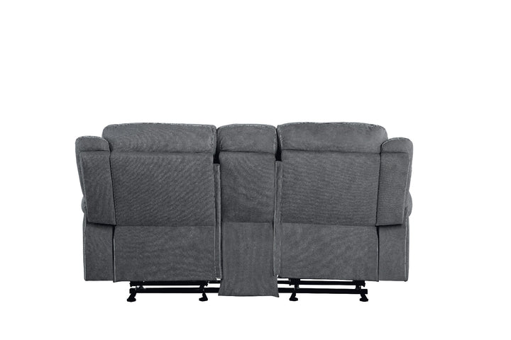 Zubaida Motion Loveseat &amp; Console with USB in Two Tone Gray Velvet