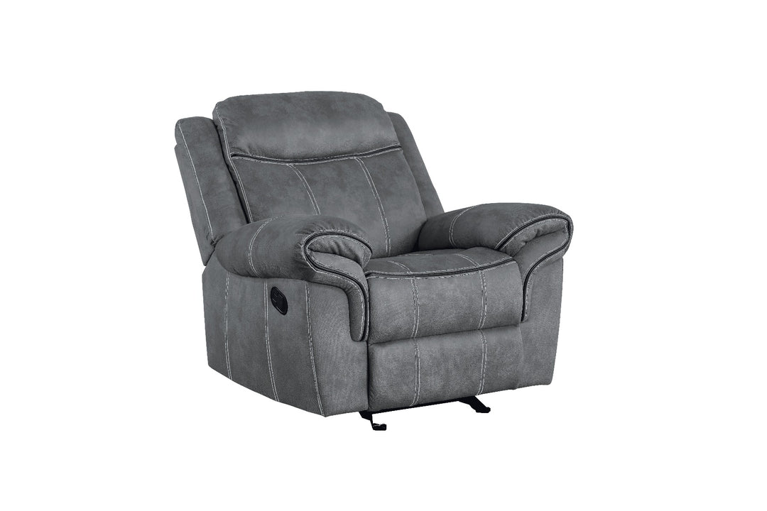 Zubaida Motion Glider Recliner in Two Tone Gray Velvet