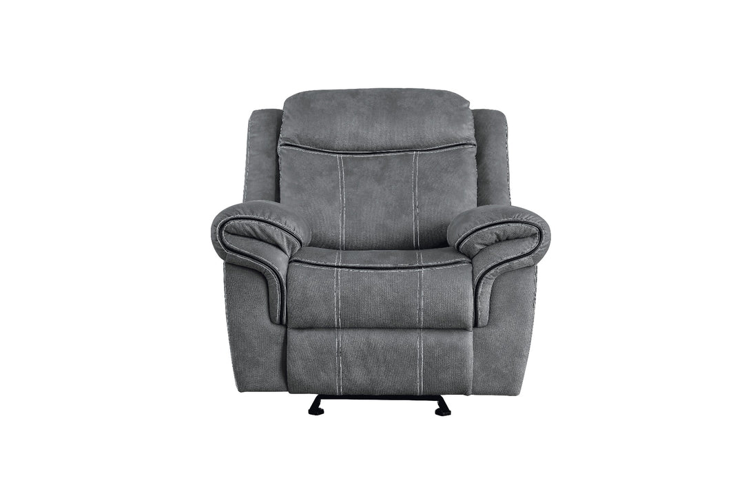 Zubaida Motion Glider Recliner in Two Tone Gray Velvet