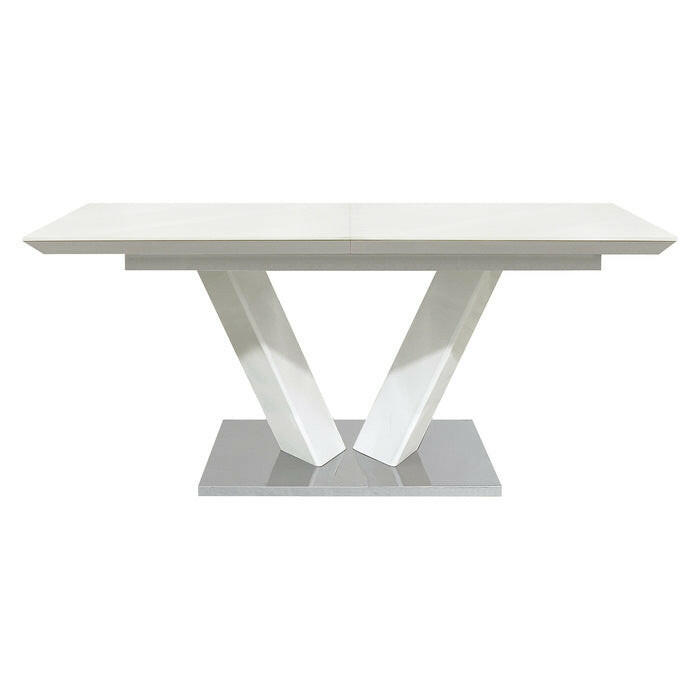 Contemporary Dining Table with High Gloss Finish and Self-Storing Butterfly Leaf