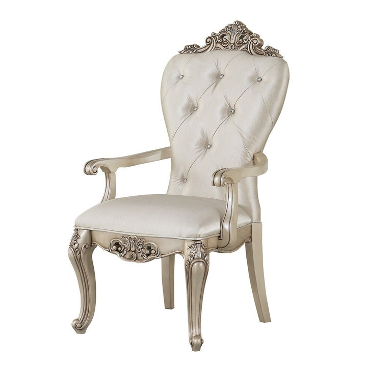 Gorsedd - Arm Chair Set of 2) - Cream Fabric & Golden Ivory