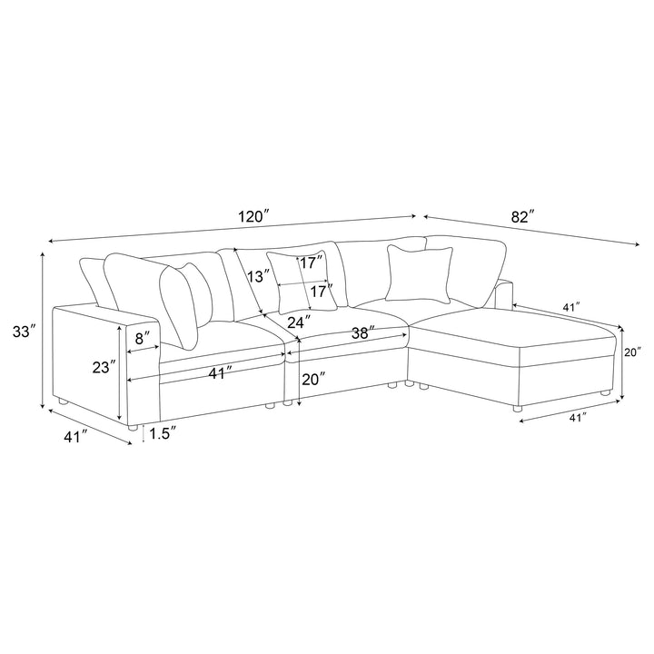 Serene - 4 Piece Upholstered Modular Sectional Sofa - Beige