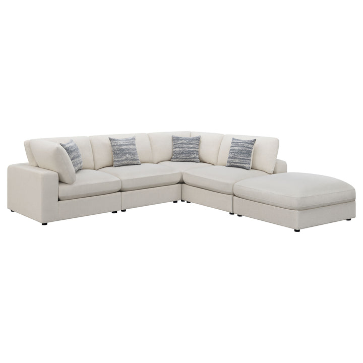 Serene - 5 Piece Upholstered Modular Sectional Sofa - Beige