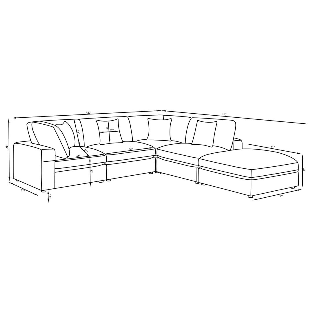 Serene - 5 Piece Upholstered Modular Sectional Sofa - Beige