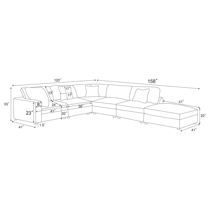 Serene - 6 Piece Upholstered Modular Sectional Sofa - Beige