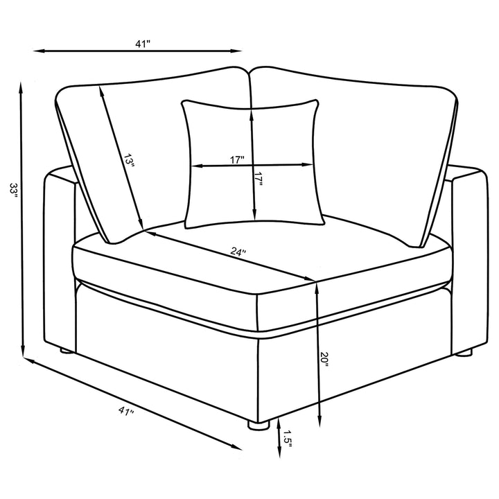 Coaster Furniture 551324-SETA Serene 4-piece Upholstered Modular Sectional Sofa Charcoal