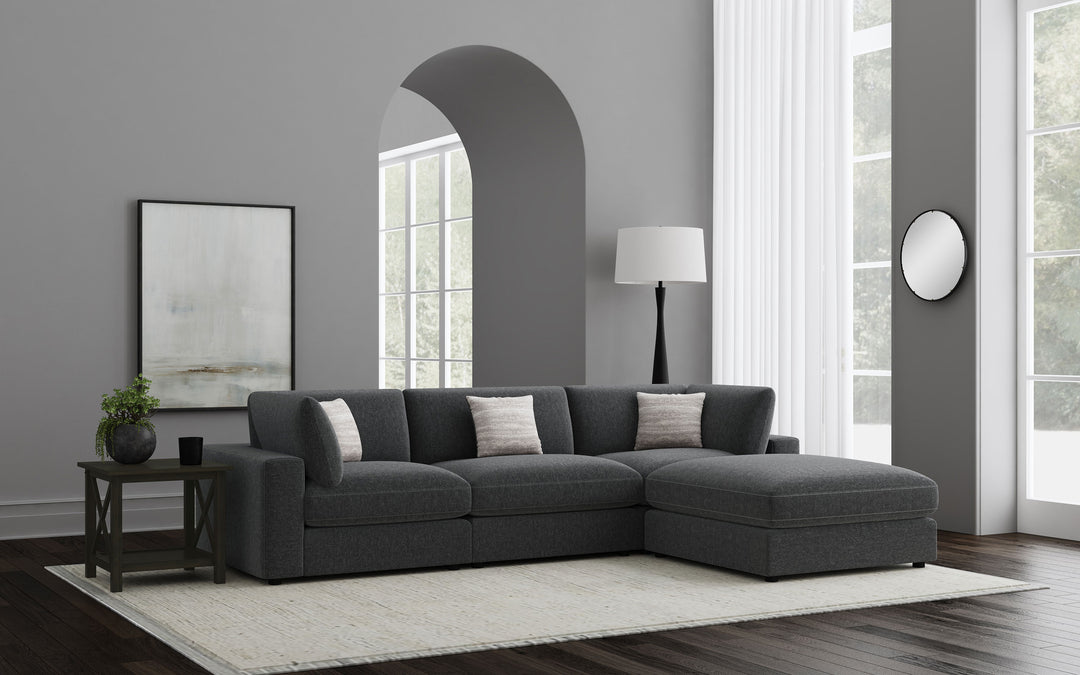Serene - 4 Piece Upholstered Modular Sectional Sofa - Charcoal