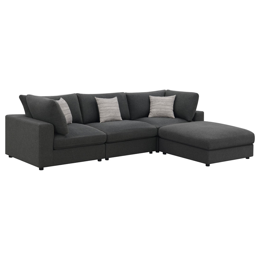 Coaster Furniture 551324-SETB Serene 4-Piece Upholstered Modular Sectional Sofa Charcoal