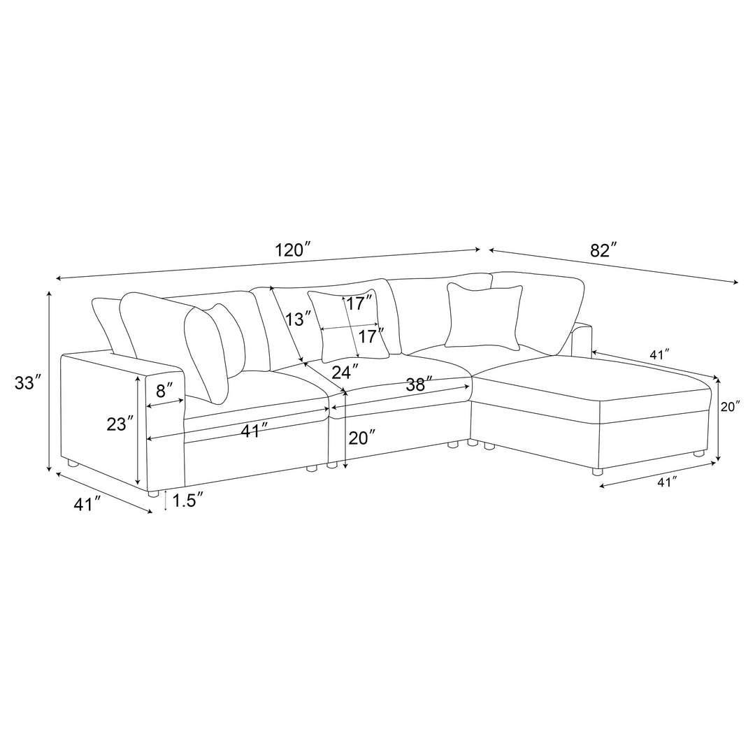 Serene - 4 Piece Upholstered Modular Sectional Sofa - Charcoal