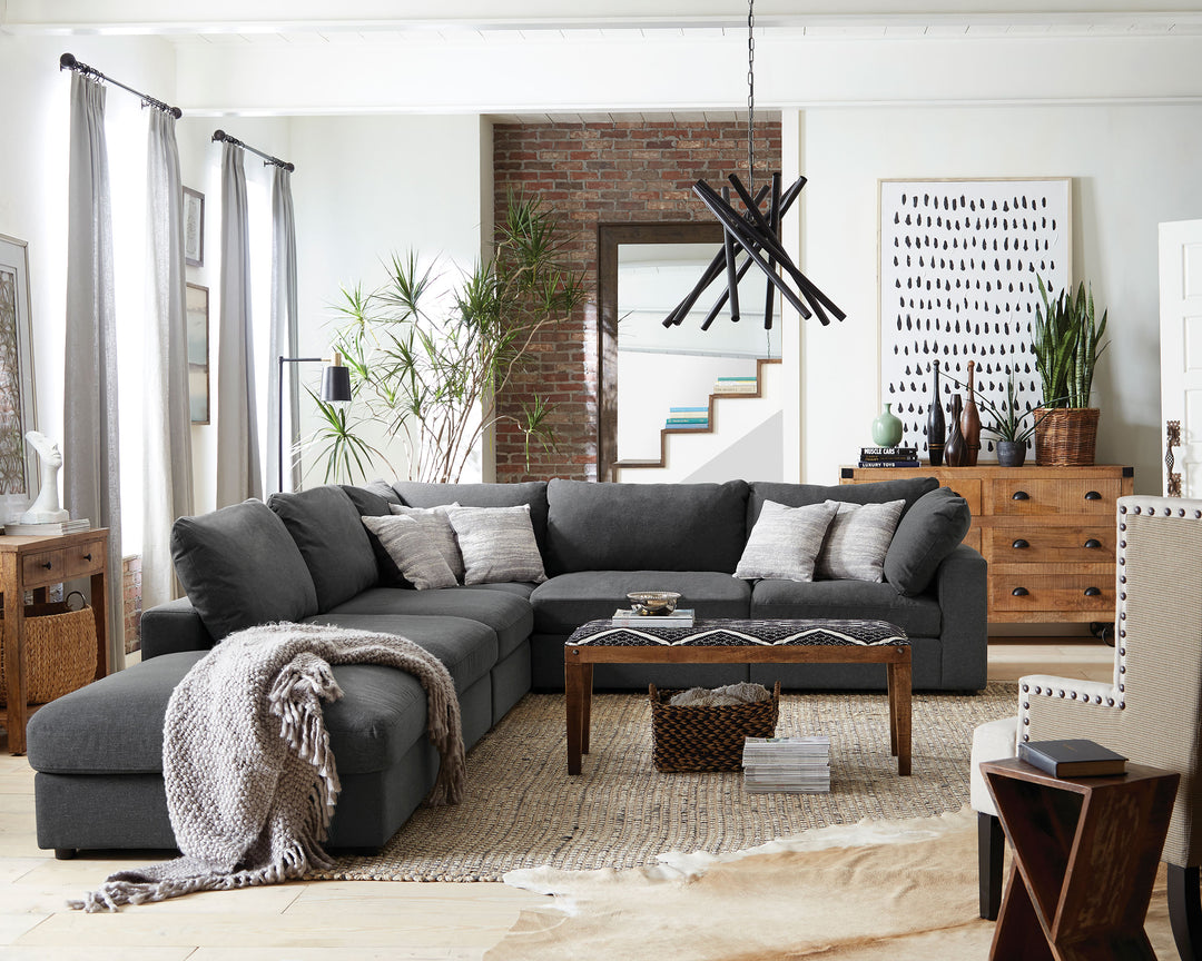 Serene - 6 Piece Upholstered Modular Sectional Sofa - Charcoal