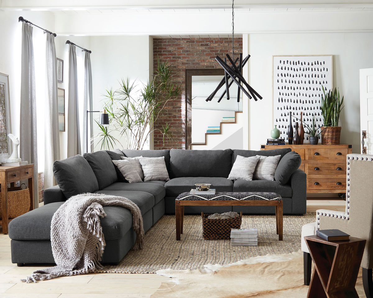 Serene - 6 Piece Upholstered Modular Sectional Sofa - Charcoal