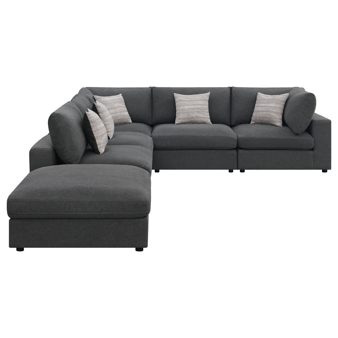 Serene - 6 Piece Upholstered Modular Sectional Sofa - Charcoal