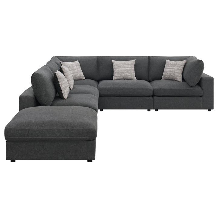 Serene - 6 Piece Upholstered Modular Sectional Sofa - Charcoal