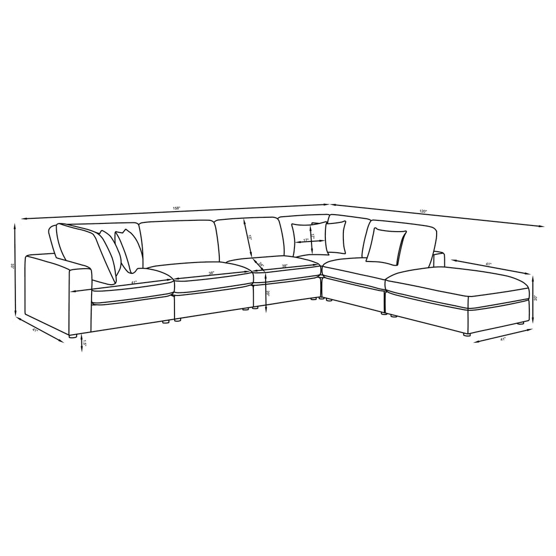 Coaster Furniture 551324-SET Serene 6-piece Upholstered Modular Sectional Sofa Charcoal