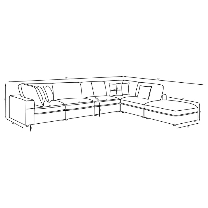 Coaster Furniture 551324-SET Serene 6-piece Upholstered Modular Sectional Sofa Charcoal