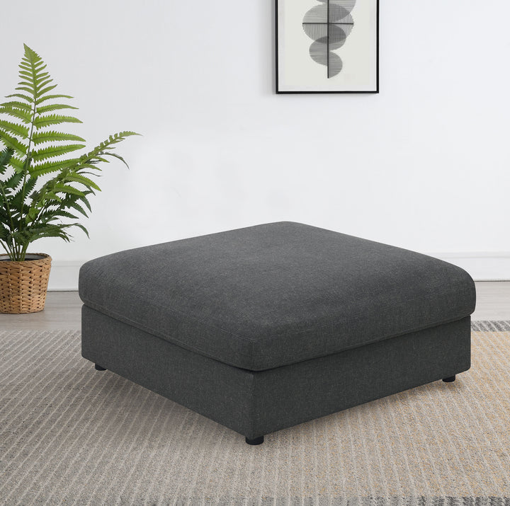 Serene - Square Upholstered Ottoman - Charcoal