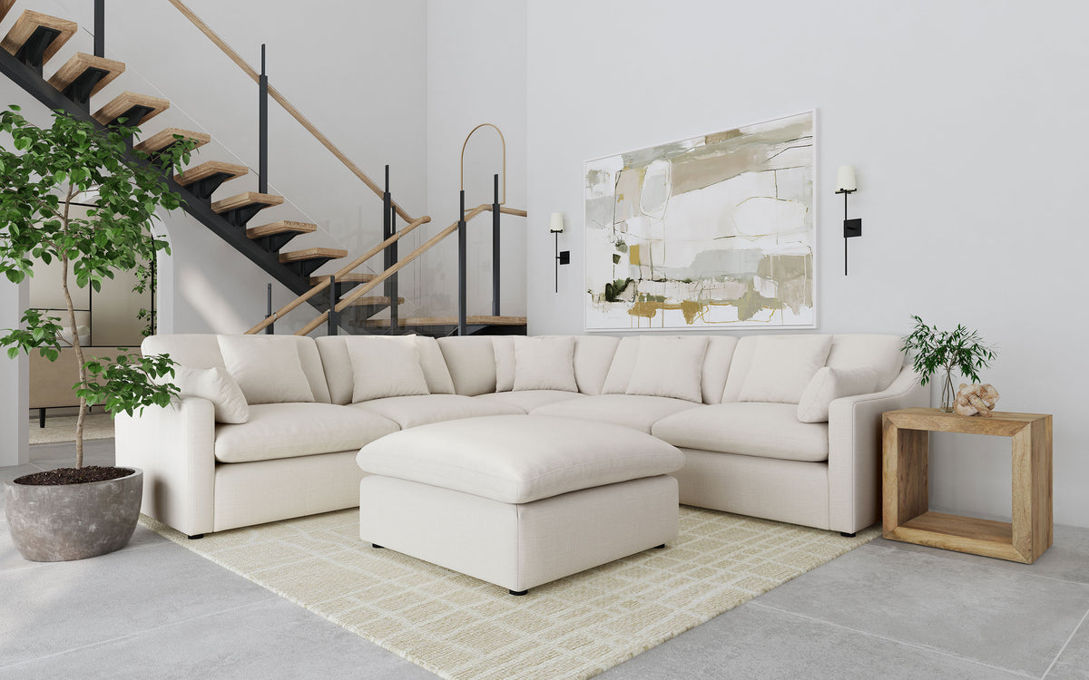 Hobson 6 Piece Upholstered Modular Sectional Sofa in Ivory