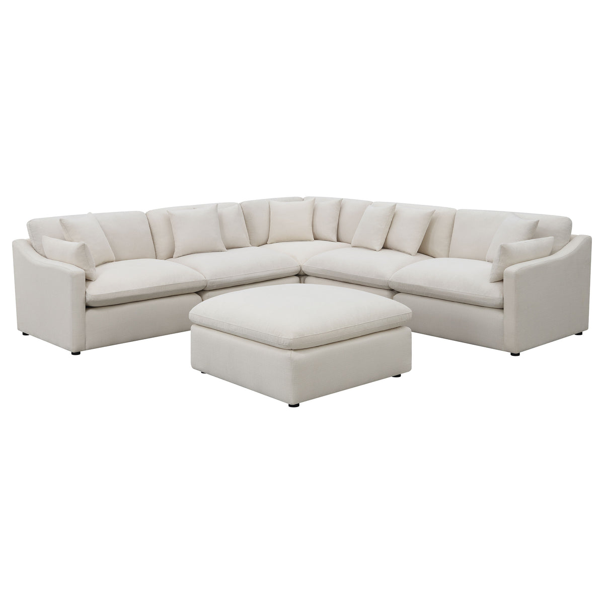 Hobson 6 Piece Upholstered Modular Sectional Sofa in Ivory