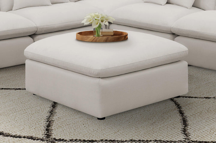 Coaster Furniture 551453 Hobson Square Upholstered Ottoman Ivory