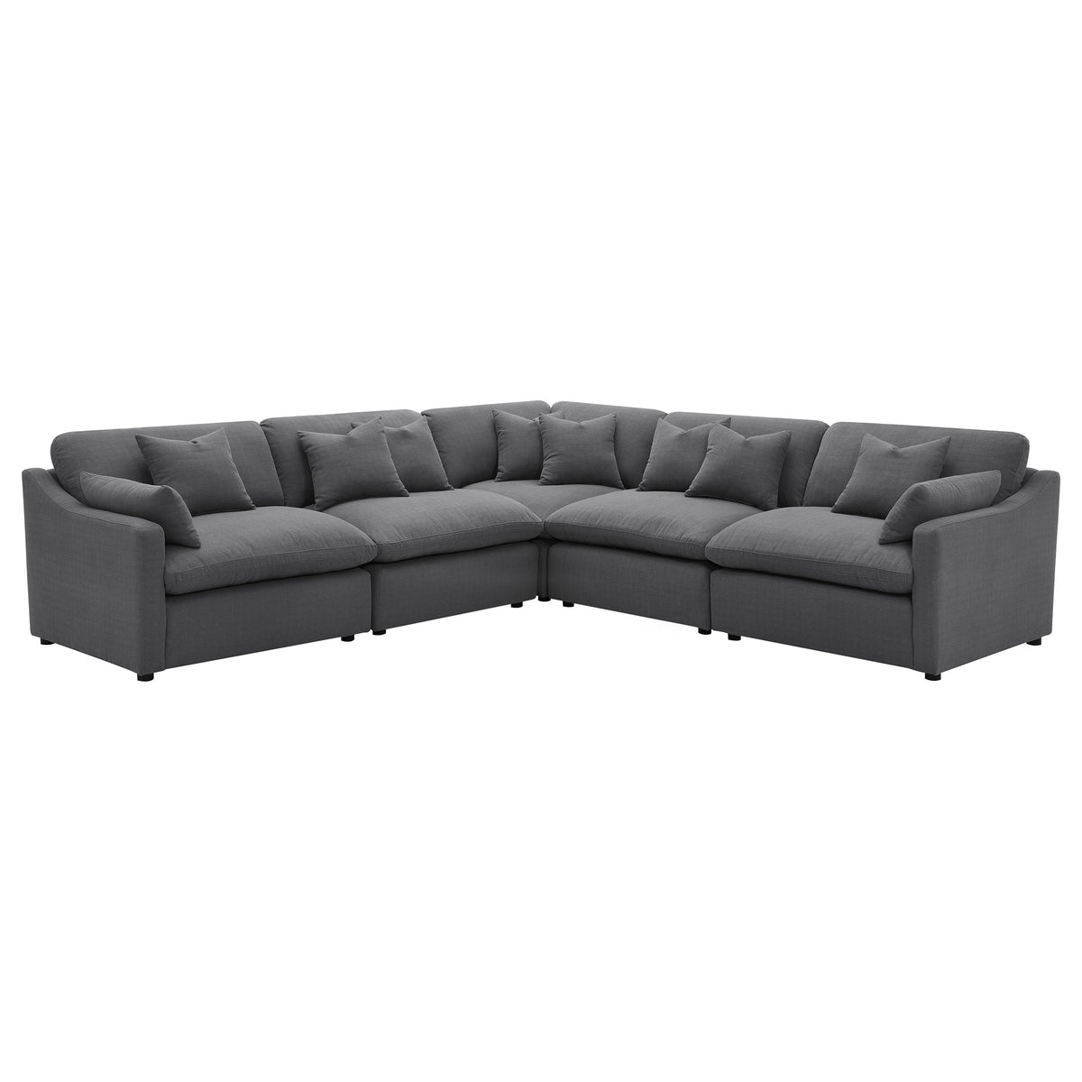 Hobson - 5 Piece Upholstered Modular Sectional Sofa - Charcoal