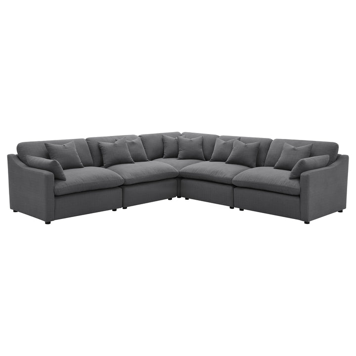 Hobson - 5 Piece Upholstered Modular Sectional Sofa - Charcoal
